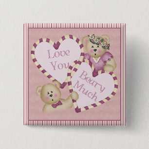 Love You Beary Much Square Button