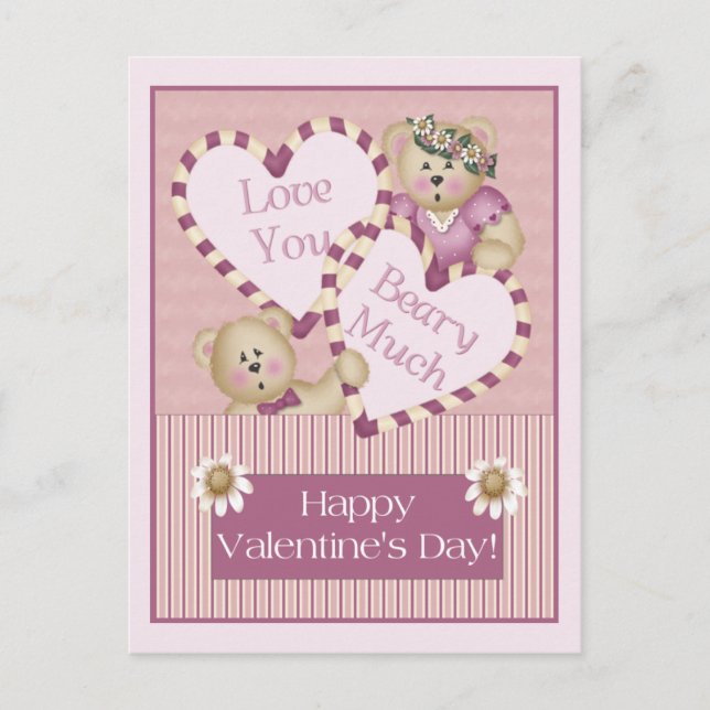Love You Beary Much Valentine's Day Postcard (Front)