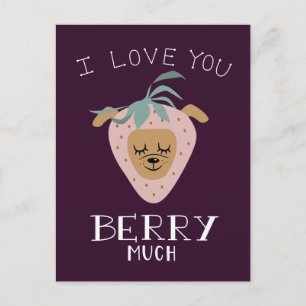 Love You BERRY Much Funny Pun Valentines Day Postcard