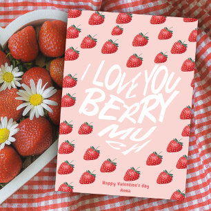Love You Berry Much Red Strawberry Valentine's Holiday Card