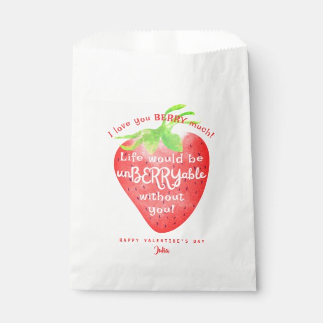 Love You Berry Much Strawberry Sweet Valentines Favour Bag (Front)