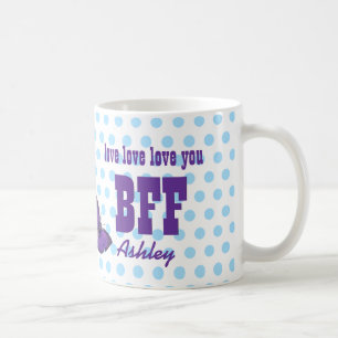 Love You BFF Purple Butterfly Blue Polka Dots V05 Coffee Mug