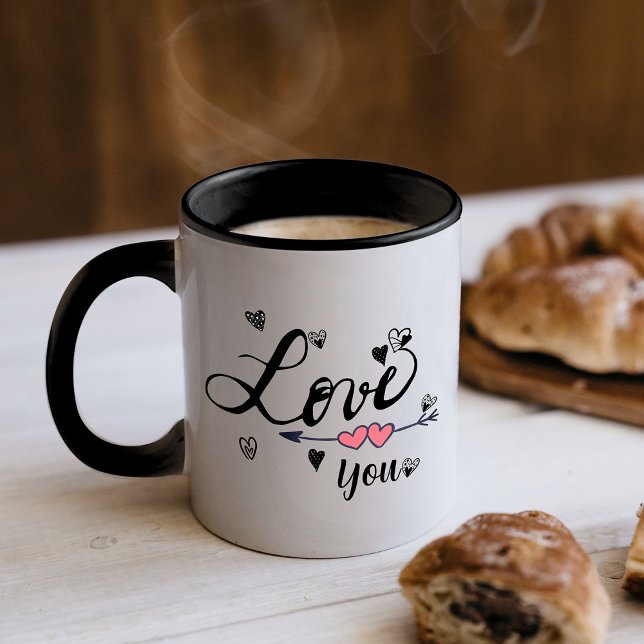Love You Black Typography Coffee Mug (Creator Uploaded)