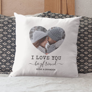 Love You Boyfriend heart Photo Cushion