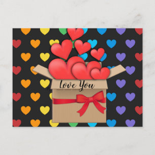 Love You, colourful heart design Postcard