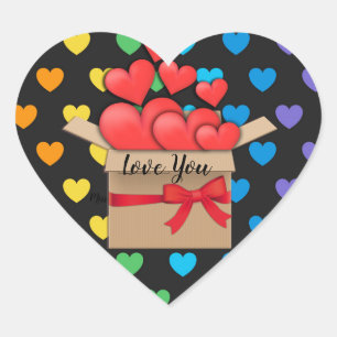 Love You, colourful heart design Sticker