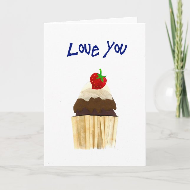 'Love You' Cupcake Greeting Card (Front)