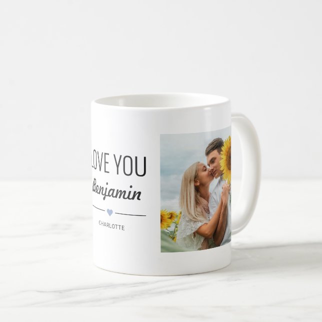 Love You Custom Male Name Birthday Photo Coffee Mug (Front Right)