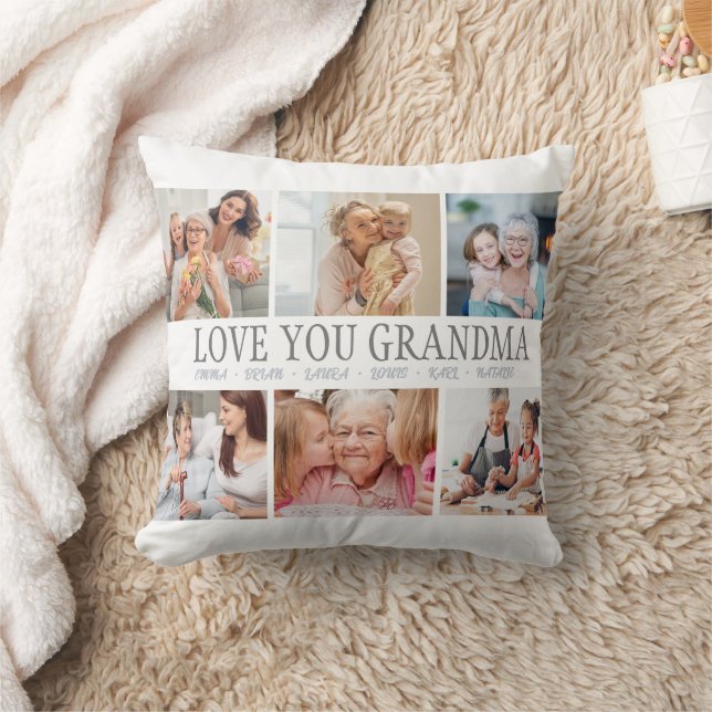 LOVE YOU Custom Name Photo Collage Throw Pillow (Blanket)