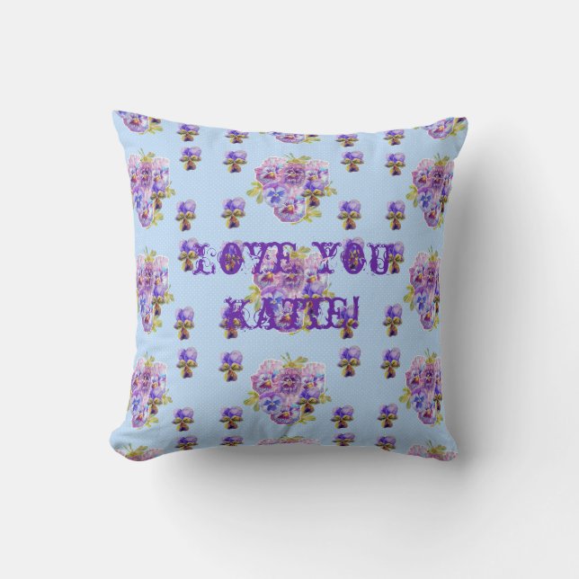 Love You Customised Girls Name Floral Cushion (Front)