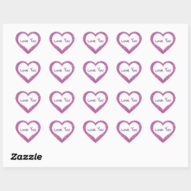 Love You Customizable Conversation Hearts Heart Sticker (Sheet)