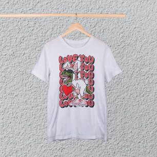 Love You, Cute Dinosaur in Bunny Costume T-Shirt