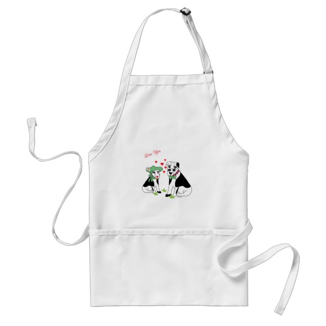 Love YOU - Cute Dogs Valentine Standard Apron (Front)