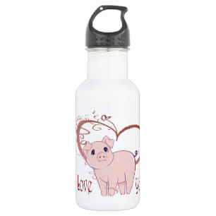 Love You, Cute Piggy Art 532 Ml Water Bottle