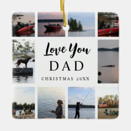 Love You Dad | 10 Customisable Photos Christmas Ceramic Ornament