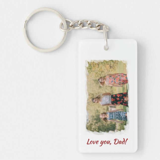 Love You Dad Best Dad Ever Photo Typography Script Key Ring (Front)