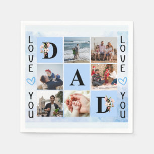 Love You Dad Custom Photo Collage - Personalised Napkin