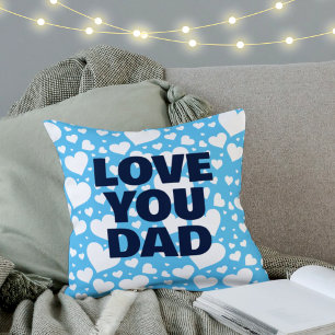 Love You Dad Modern Blue Heart Father's Day  Cushion