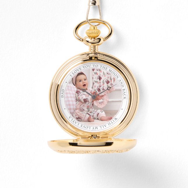 Love You Dad Personalised Photo Fathers Day Pocket Watch (Front)
