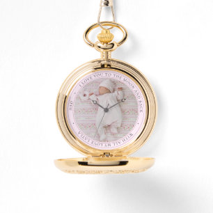 Love You Dad Personalised Photo Girl Pink Pocket  Watch