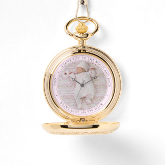 Love You Dad Personalised Photo Girl Pink Pocket Watch