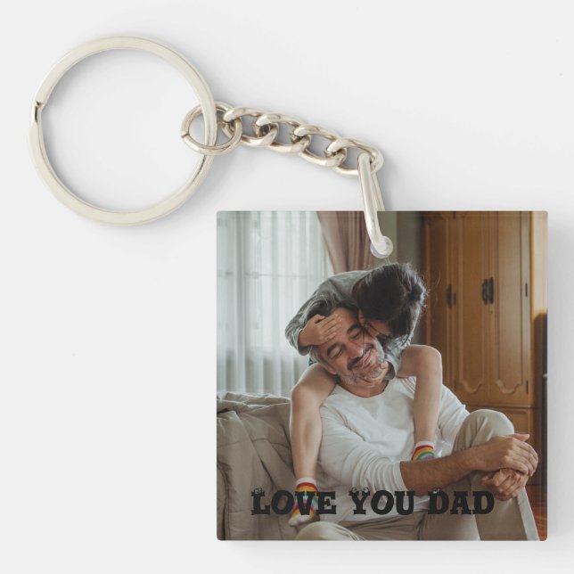 Love You dad Personalised Photo Keychain (Front)