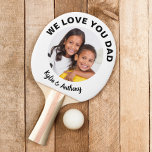 Love You Dad Photo Ping Pong Paddle<br><div class="desc">Celebrate the world's greatest dad with this fun custom photo white and black ping pong paddle. Easily personalise with a favourite photograph (crop if necessary to a square with the subjects in the middle before uploading). You can personalise "We Love You Dad" to something in similar length such as "Best...</div>