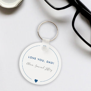 Love you dad simple modern typography blue hearts key ring