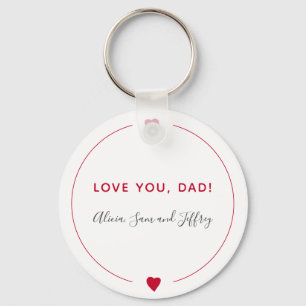 Love you dad simple modern typography red hearts key ring