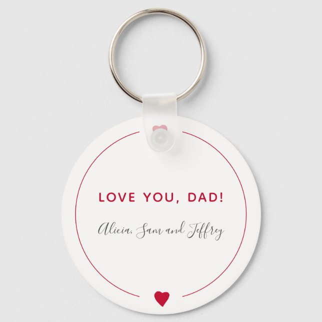 Love you dad simple modern typography red hearts key ring (Front)