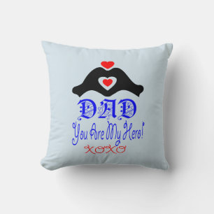 ❤↷Love You Dad, You are My Hero Fabulous Throw Cushion