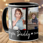 Love You Daddy Father's Day 5 Photo Collage Black Mug<br><div class="desc">Cute father's day mug personalised with 5 photos , love you daddy typography and kids names.</div>