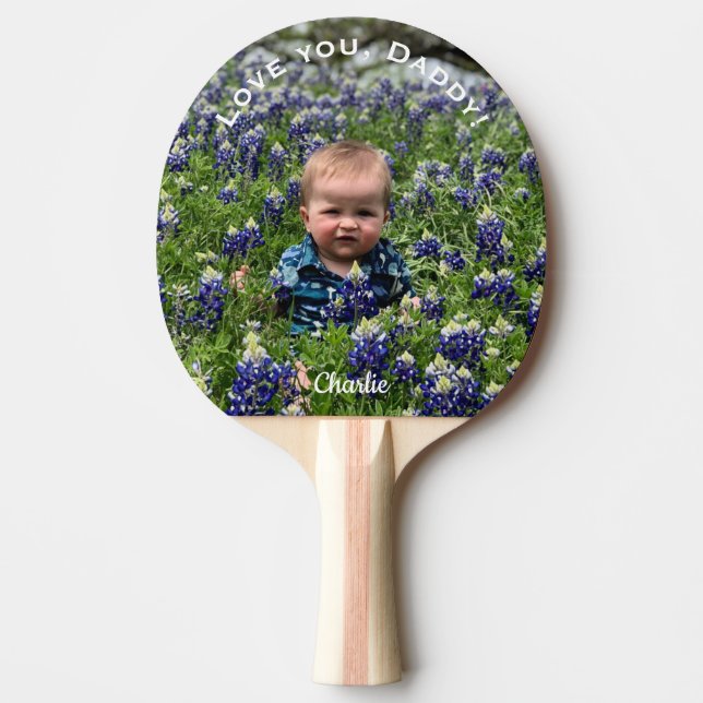 Love You Daddy Father's Day Custom Photo Ping Pong Paddle (Front)