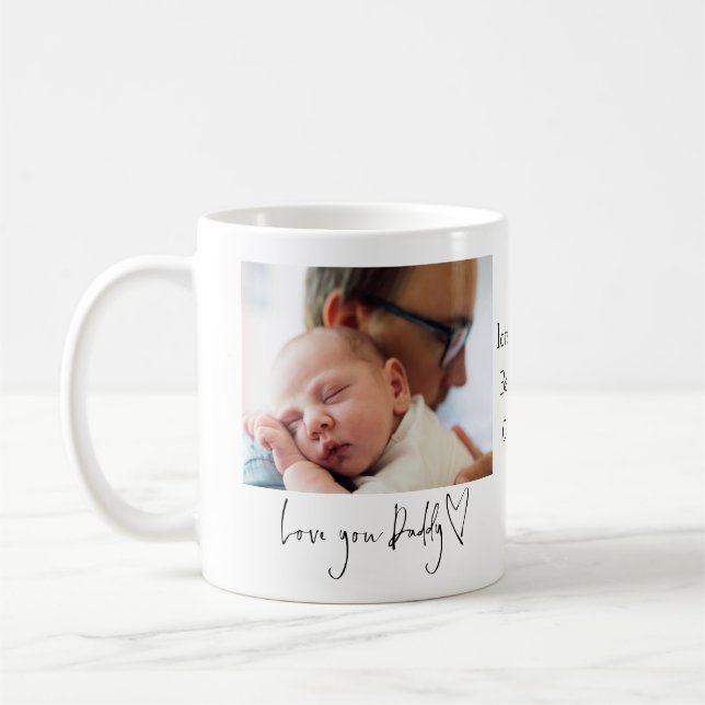 Love You Daddy Heart Photo 1st Fathers Day Coffee Mug (Left)