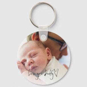 Love You Daddy Script Fathers Day Custom Photo  Key Ring