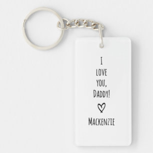 Love You Daddy Simple Handwritten Chic Kids Photo Key Ring