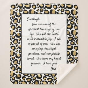 Love You Daughter Leopard Sherpa Blanket