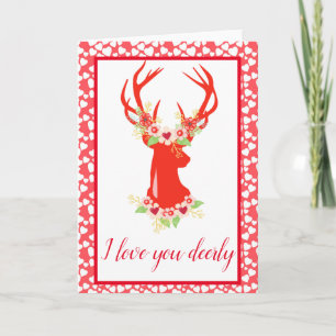 Love You Deerly Deer Anniversary Valentine's Day Card