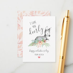 Love You Deerly Kids Classroom Valentine's Cards