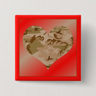 Love You Desert Sand Camo Heart Valentine Button