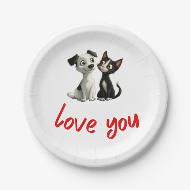 Love You Design Paper Plate (Front)