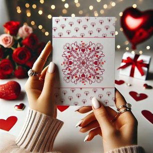 Love You doodle valentine Folded Thank You Card