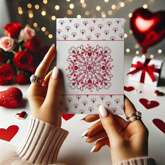 Love You doodle valentine Folded Thank You Card (Creator Uploaded)