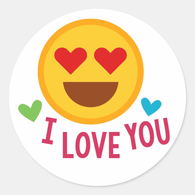 Love You Emoji Classic Round Sticker (Front)