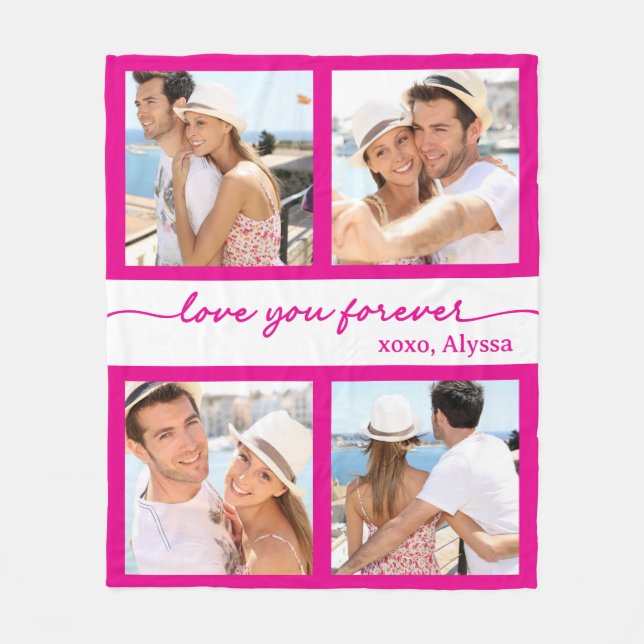 Love You Forever 4 Photo Fleece Blanket (Front)