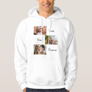 Love You Forever Custom 3 Photo and Name Couples Hoodie