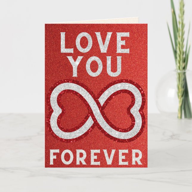 Love You Forever Glitter Valentine Card (Front)