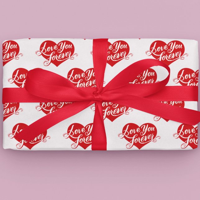 Love You Forever Heart Valentine Wrapping Paper (Creator Uploaded)