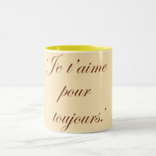 Love you forever in French language colour cream Two-Tone Coffee Mug