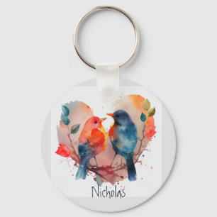 Love You Forever Lovebirds Customise Name Key Ring
